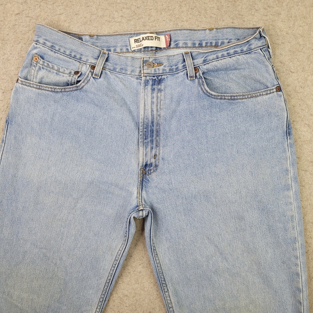 VTG Levis 550 Relaxed Baggy Jeans Men 38x32 Light Wash Blue Distressed Y2K Skate